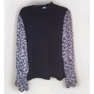 CeCe Women's Top Sz 3X Long Sleeve Mixed-Media Mock-Neck Blouse Top Fairy Grunge